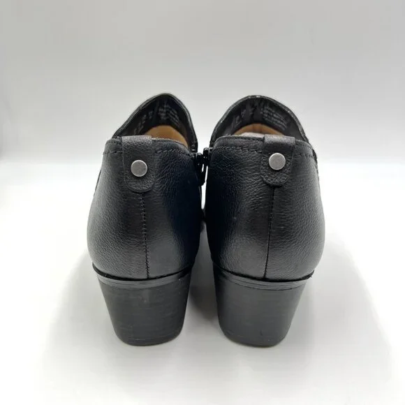 Naturalizer Womens Zarie Black Leather Low Cut Ankle Boots Booties Shooties - Picture 6 of 13